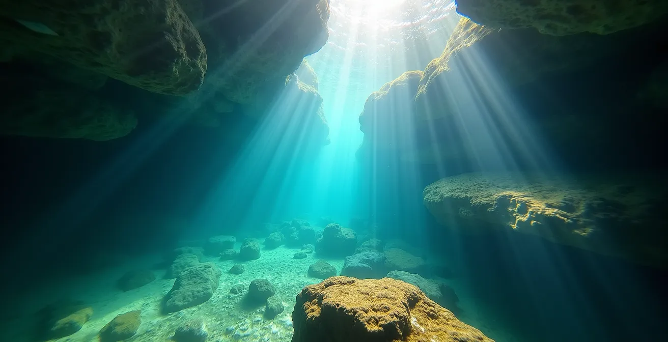 Cenote de aguas cristalinas mostrando la transparencia del agua sin contaminación química