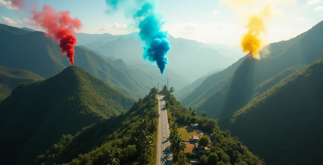 Vista aérea de las rutas entre La Vega, Santiago y Cabral durante la temporada de carnaval