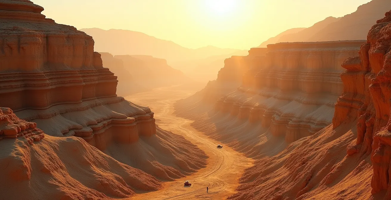 Vista panorámica de las minas de ámbar en Siete Cañadas con formación geológica