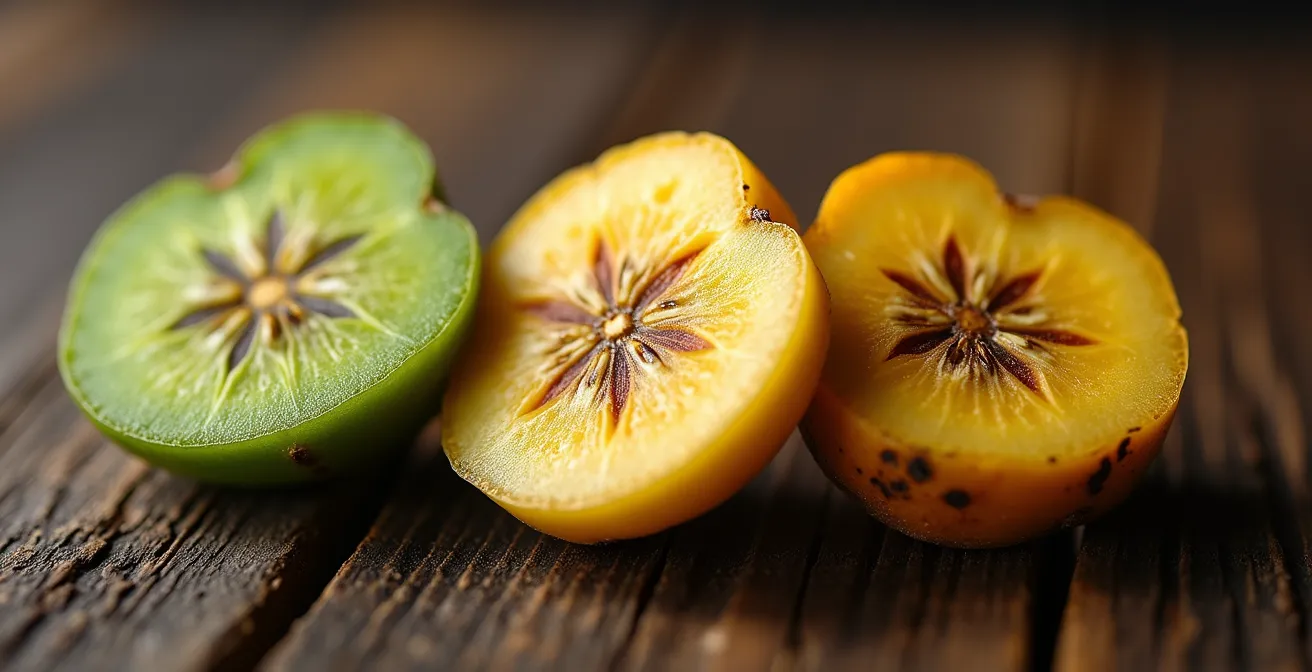 Plátanos en diferentes estados de maduración mostrando su versatilidad culinaria